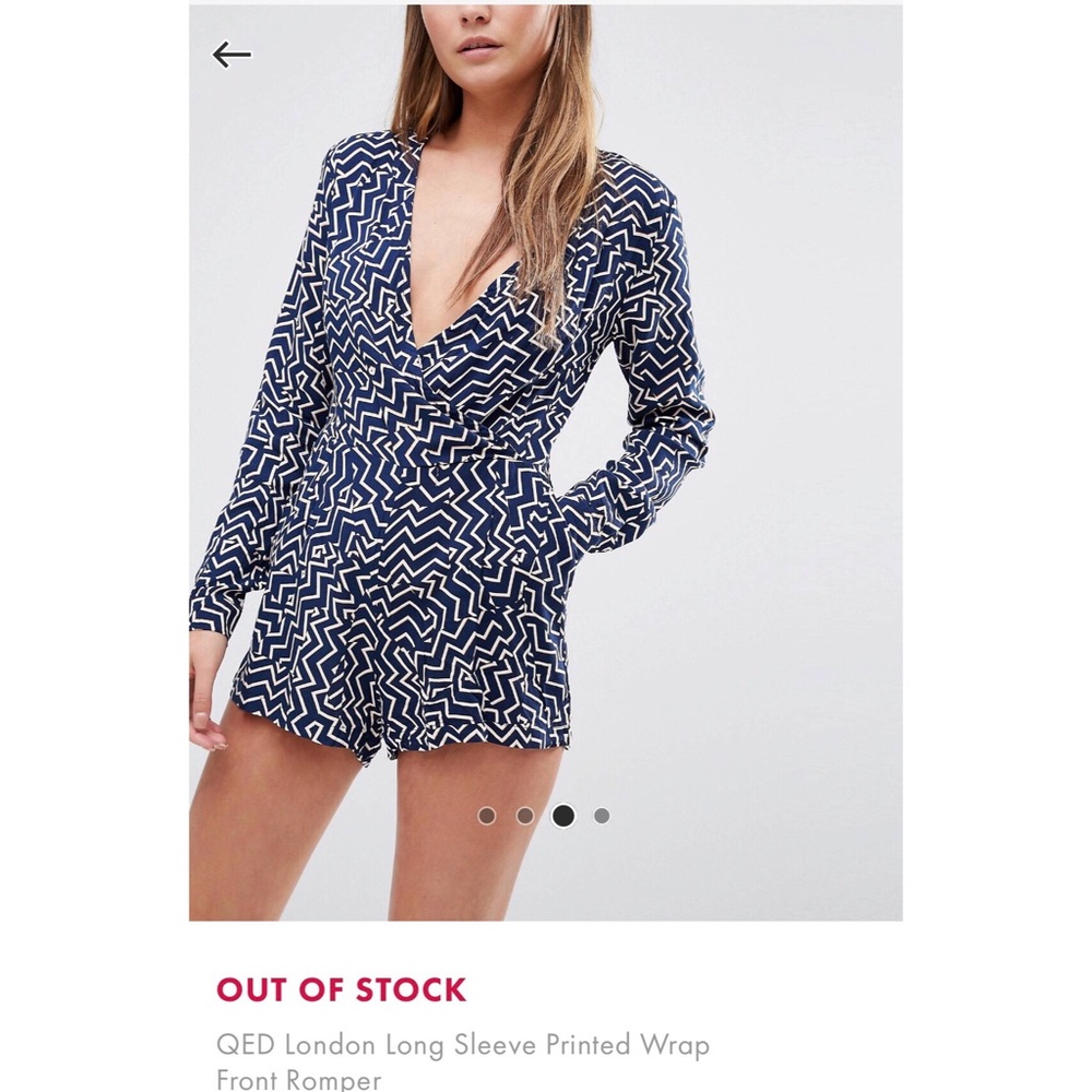 ASOS Long Sleeve Printed Wrap Front Romper